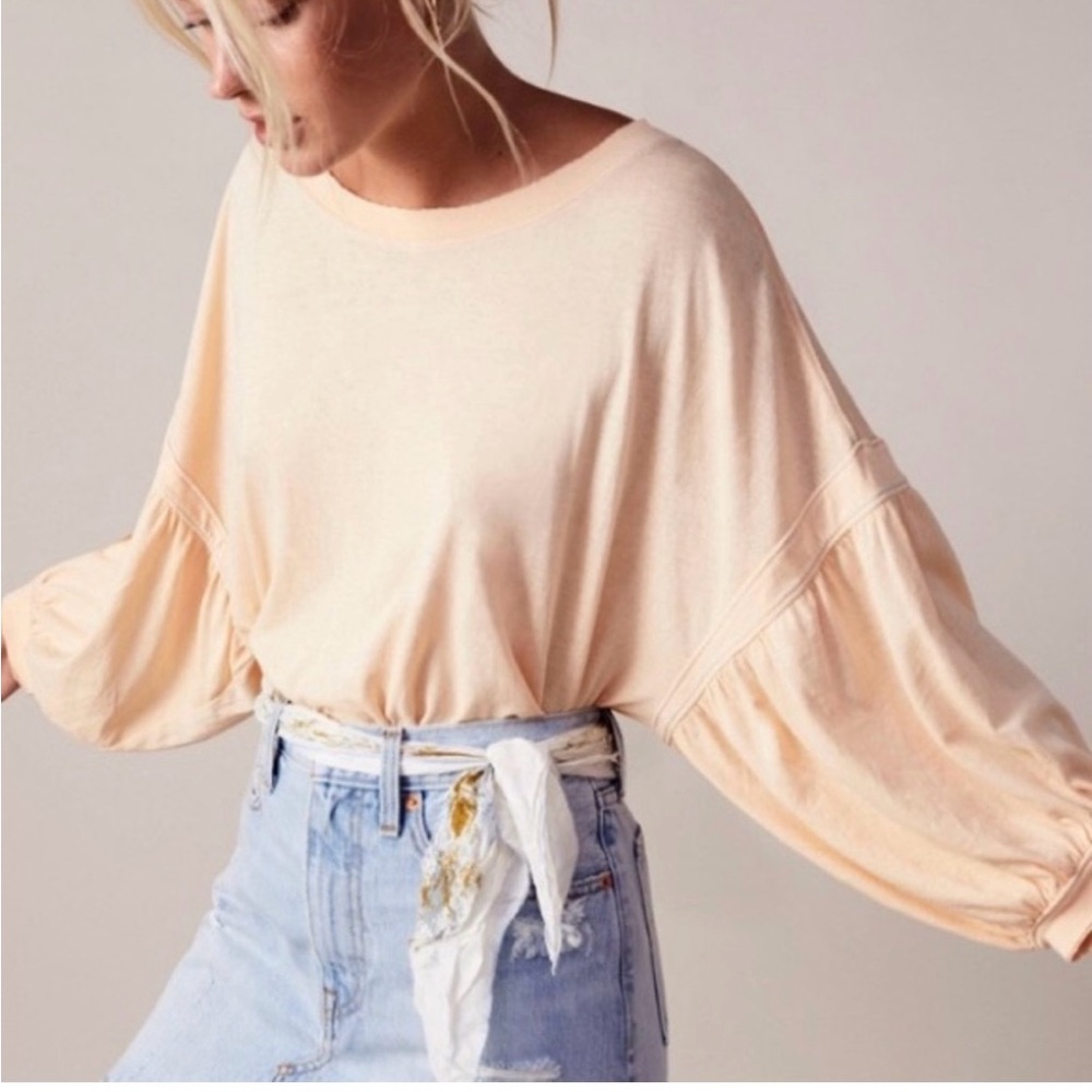 FREE PEOPLE Sugar Rush Balloon Sleeve Tee Medium